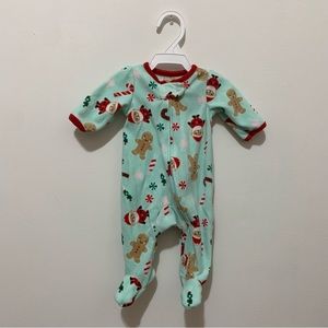 Carter’s🎀 Mint Fleece Sleeper santa gingerbread candycanes🎀baby clothes winter
